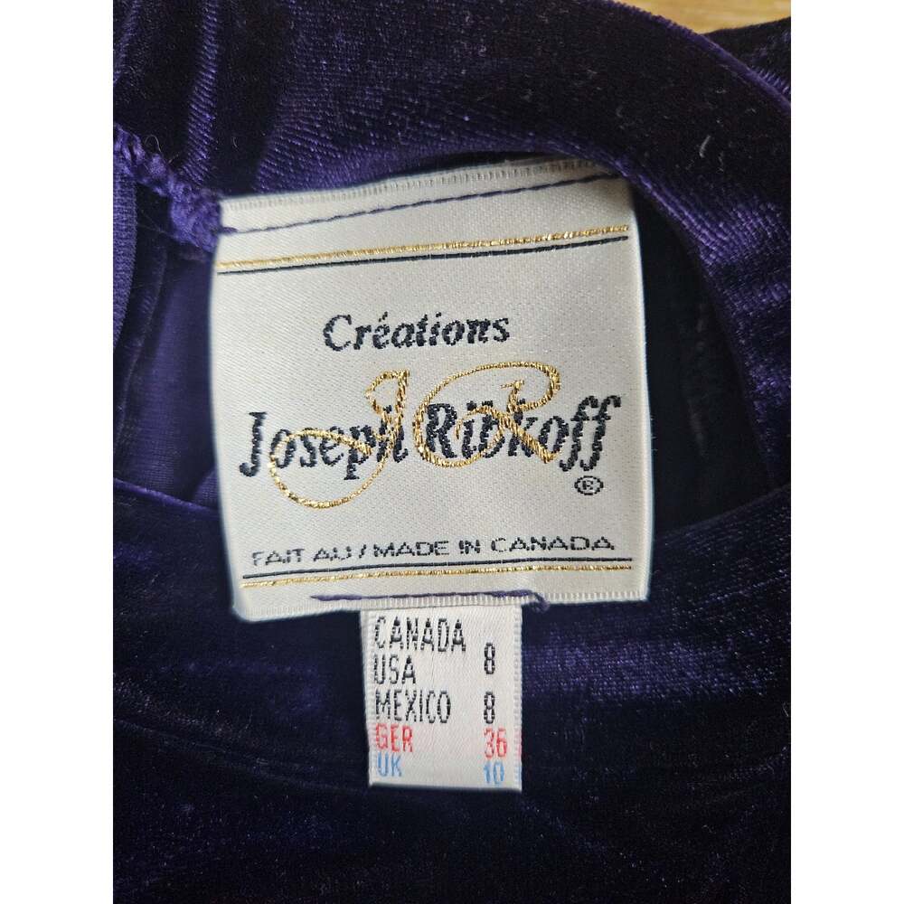 Vintage Joseph Ribkoff Purple Velvet Maxi Dress Drop Waist 80s 90s Whimsigoth M - Picture 6 of 16